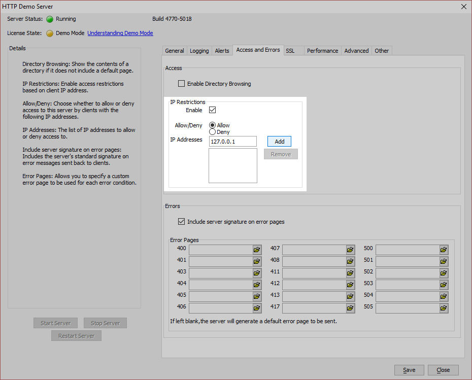 IP Restrictions can be set in the Access settings of the Classic Application Server
